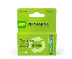 Įkraunami elementai GP RECHARGE AA, 1300mAh, 4 vnt.