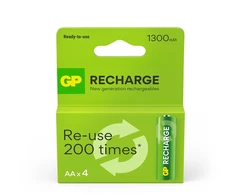 Įkraunami elementai GP RECHARGE AA, 1300mAh, 4 vnt.