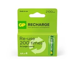 Įkraunami elementai GP RECHARGE AA, 2100mAh, 4 vnt.