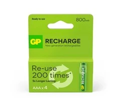 Įkraunami elementai GP RECHARGE AAA, 800mAh, 4 vnt.