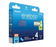 Įkraunamos baterijos PANASONIC ENELOOP AAA 800 mAh 4 vnt + langelis (BK-4MCDE/4CP+CASE)