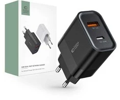Įkroviklis 30W USB QC3.0 + USB-C PD Tech-Protect C30W juodos spalvos