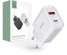 Įkroviklis 30W USB QC3.0 + USB-C PD Tech-Protect C30W baltos spalvos