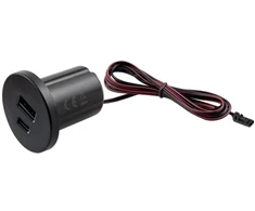 Įleidžiamas USB kroviklis, baldinis, su 12Vdc įėj. USB-A + USB-C, 2.1A, su L813 jungtimi Design Light