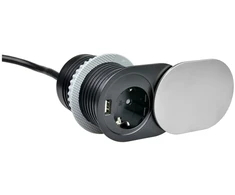 Ilgiklis montuojamas balde 1x Schuko, 1xUSB (krovimui 5V 2.4A) 1.9m šlifuoto plieno Design Light