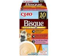 INABA Ciao Bisque Creamy soup with vištiena, jautiena and fish – skanėstas katėms – 10x40g