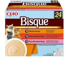 INABA Ciao Bisque Creamy soup with vištiena, jautiena and fish – skanėstas katėms – 24x40g
