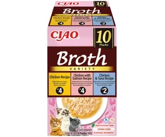 INABA Ciao Broth with vištiena, lašiša and tuna – skanėstas katėms – 10x40g