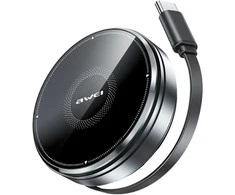 Indukcinis įkroviklis 3 viename AWEI W27 15W su USB-C laidu, greitas įkrovimas, juodos spalvos