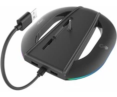iPega P5S035SAH vertikalus stovas (2xUSB-A) su RGB, skirtas PS5 Slim / PS5 Pro Juodas