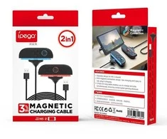 „iPega SW2119A“ įkrovimo laidas (3 m, 2 vnt.), skirtas „JoyCon“ valdikliui „Nintendo Switch 2“, raudonas/mėlynas