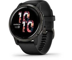 Išmanusis laikrodis Garmin Venu 2, Skalūno spalvos nerūdijančiojo plieno apvadas, su juodu korpusu ir silikoniniu dirželiu