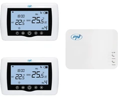Išmanusis termostatas PNI CT410 PRO belaidis, su WiFi, 2 zonų valdymas internetu, šildymo sistemoms, siurbliams, elektromagnetiniams vožtuvams, TuyaSmart programėlė, histerezė 0,2 °C