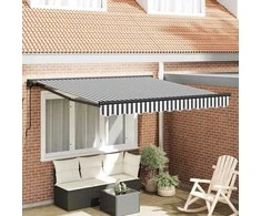 Ištraukiama markizė Antracito ir baltos 300x250 cm audinys 3329959