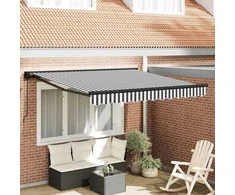 Ištraukiama markizė Antracito ir baltos 350x250 cm audinys 3330247