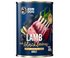 JOHN DOG Berry Line ėriena with blackberries – drėgnas ėdalas šunims – 400g