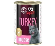 JOHN DOG For cats kalakutiena Mousse – šlapias kačių maistas – 400g
