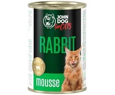 JOHN DOG For cats triušiena Mousse – šlapias kačių maistas – 400g