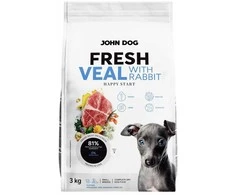 Šunų maistas - JOHN DOG Fresh Junior Veršiena su Triušiu 3kg