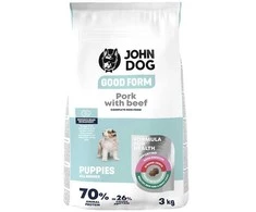 JOHN DOG Good Form Junior Pork with jautiena – sausas Maistas šunims – 3kg