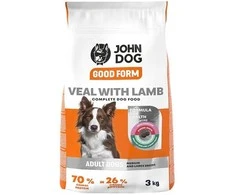 JOHN DOG Good Form Medium an large breeds Veal su ėriena – sausas Maistas šunims – 3kg