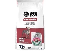 JOHN DOG Good Form Medium and large breeds vištiena with jautiena – sausas Maistas šunims – 3kg