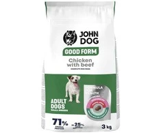 JOHN DOG Good Form Small breeds vištiena with jautiena – sausas Maistas šunims – 3kg