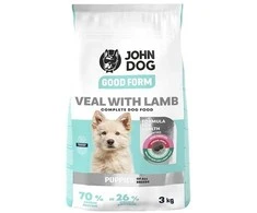JOHN DOG Junior Good Form Veal su ėriena – sausas Maistas šunims – 3kg