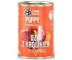 JOHN DOG moliūgas Puppy Wild boar with rabbit and pumpkin – drėgnas ėdalas šunims – 400g