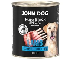 JOHN DOG Pure Juodas Special Edition ėriena – drėgnas ėdalas šunims – 800g