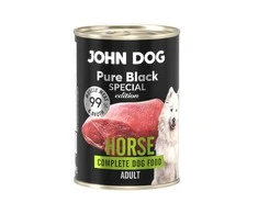 JOHN DOG Pure Juodas Special Edition Horse – drėgnas ėdalas šunims – 400g