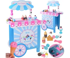 Jokomisiada Large pastel wooden ice cream stand + 8 different ice creams ZA5945