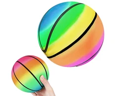 Jokomisiada Guminis spalvingas vaivorykštinis lengvas linksmas žaidimo kamuolys 9" 23 cm vaikams SP0794