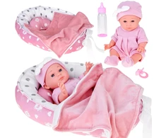 Jokomisiada Baby Doll with Crib in Rožinė Outfit Newborn ZA5855