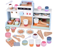 Jokomisiada Wooden Coffee Shop &amp; Ice Kreminis Parlor – Dessert and Ice Kreminis Playset ZA5937