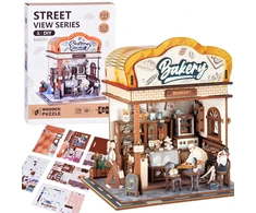 Jokomisiada Wooden 3D Dėlionė Bakery building series 179 elements lighting ZA6013