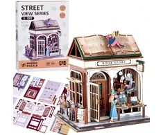 Jokomisiada Wooden 3D Dėlionė Series Bookstore building 148 elements lighting ZA6014