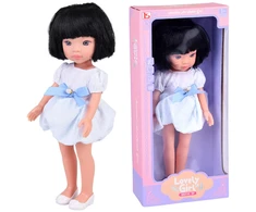 Jokomisiada Lovely Girl Doll with Juodas Short Hair in Baltas Dress 33cm ZA5850