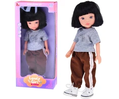 Jokomisiada Lovely Girl Doll with Short Juodas Hair in a Sporty Outfit 33cm ZA5849