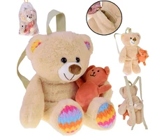 Jokomisiada Adorable Teddy Bear Backpack – Plush Backpack with Adjustable Straps ZA5683