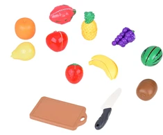 Jokomisiada Plastikinė vaisių pjaustymo lenta + peilis virtuvės žaidimų rinkinys ZA5248