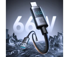 Joyroom S-A16 Pro Prism Series 66W USB-A – USB-C kabelis su Ekranas 1.2m – juodos spalvos