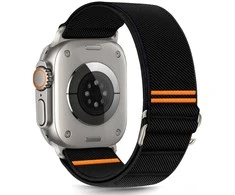 Juoda apyrankė Apple Watch 6 / 7 / 8 / 9 / 10 / SE / Ultra 1 / 2 ( 44 / 45 / 46 / 49 mm) „Tech-Protect Nylon Slip”