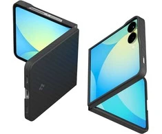 Juodas (Aramid) dėklas Samsung Galaxy Z Flip 7 telefonui „Spigen Airskin”