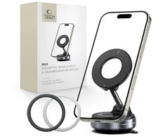 Juodas automobilinis magnetinis telefono laikiklis „Tech-Protect N60 Magsafe Wind & Dash”