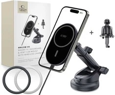 Tech-Protect mm15W-V6 Magnetic MagSafe Car Holder for Cockpit/Windshield/Air Vent - Juodas