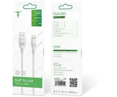 Kabelis 3A 1m USB - USB-C T-Phox X-Lite baltos spalvos