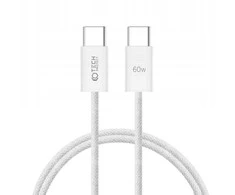 Kabelis 3A PD60W 1m USB-C – USB-C Tech-Protect Ultraboost baltos spalvos