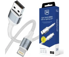 3Mk apsauga 3mk 3mk kabelis 3mk Hyper kabelis N-SERIES USB-A / Lightning 2m 5V/2.4A 12W / baltas