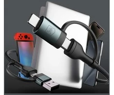 3Mk Protection 3mk Hyper Cable N-SERIES 2 in 2 USB-A / USB-C ir USB-C / Lightning 1.2m QC 3.0 9V/2A 60W - juodas